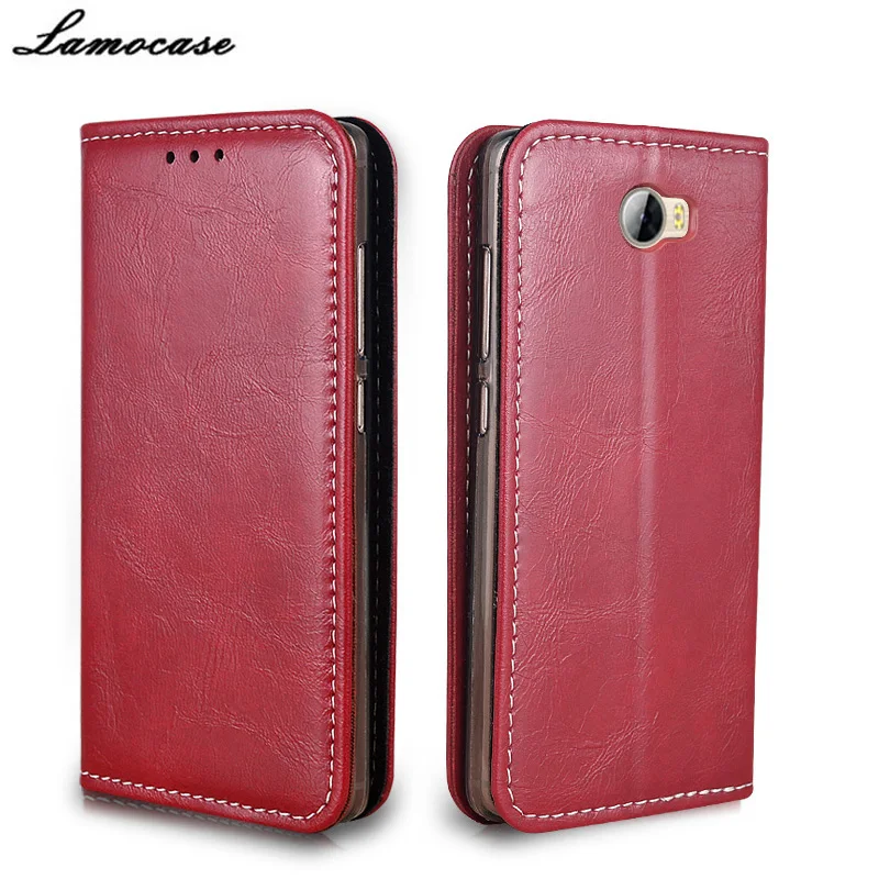 Lamocase для Huawei Y5 II y5ii Case Роскошный кожаный чехол откидная крышка со слотом