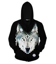 Mr.1991INC New Fashion men’s jacket 3d sweatshirt funny print wearing earphone wolf long sleeve hoody with hat hooded hoodies