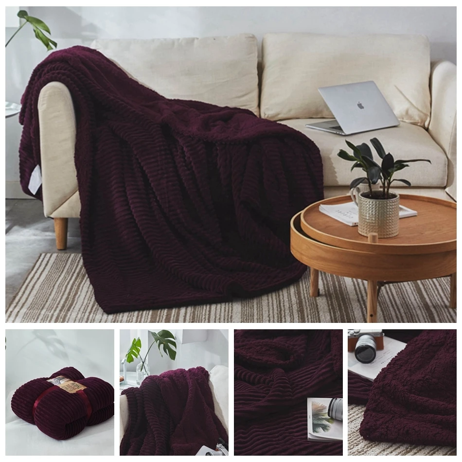 Plush Sherpa Throw Blanket Ultra Soft Super Luxurious Warm Weighted Blanket Luxury Faux Fur Brown Blanket