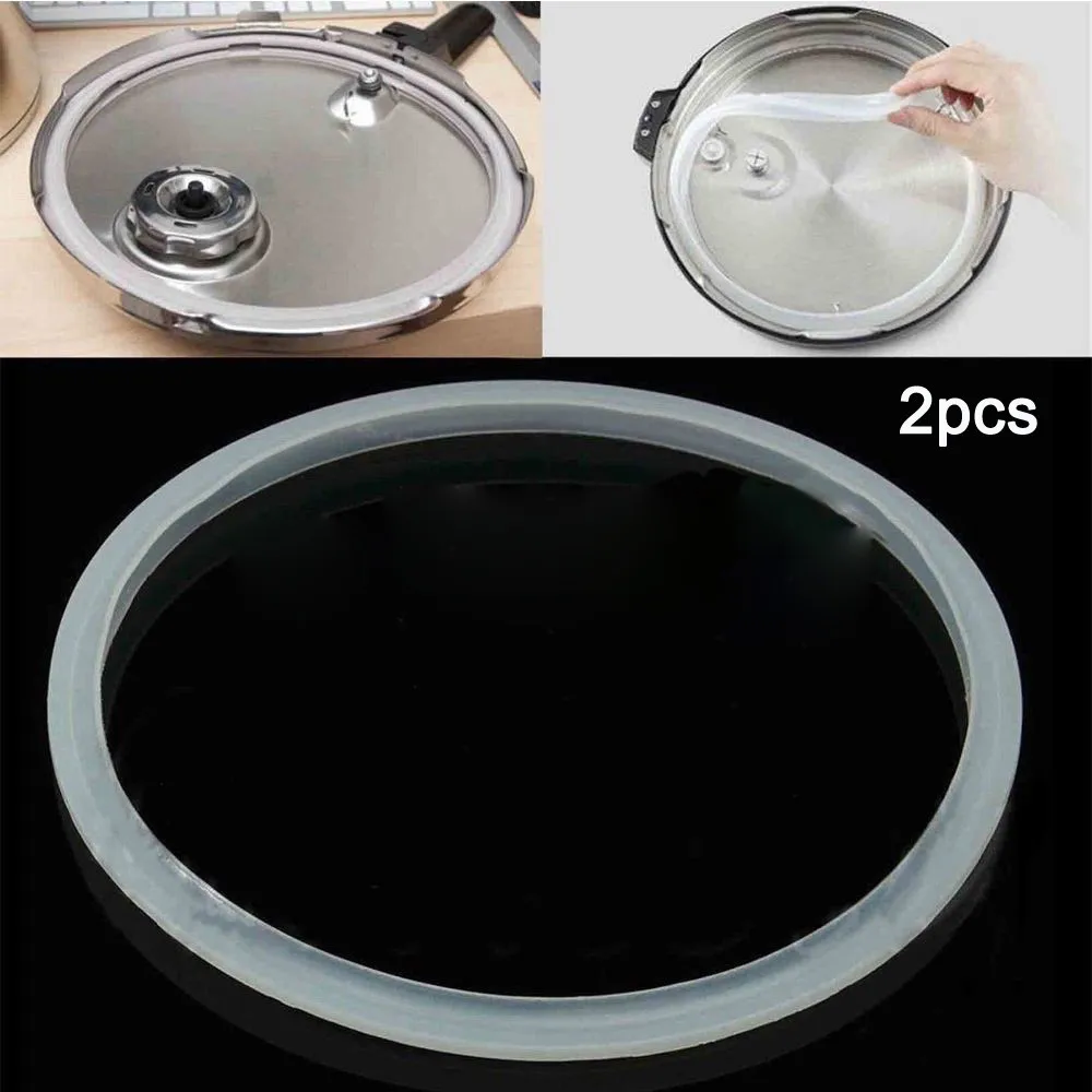 

2PCS Gasket Electric Pressure Cooker Replacement Silicone Sealing Ring Clear Silicone Gasket For 5-6L 22x24CM Home Kitchen Tool