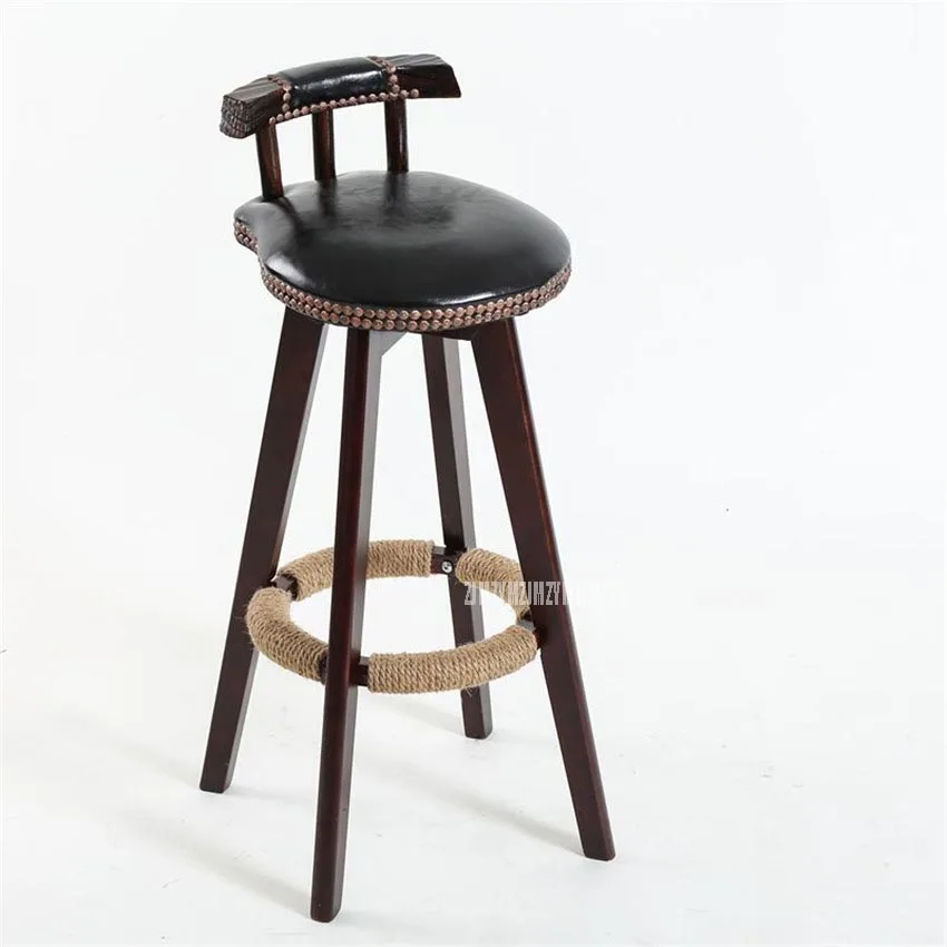 73 см творческий, современный дизайн, деревянный барный стул из искусственной кожи Мягкая Подушка седла низкая спинка Кофе счетчик для