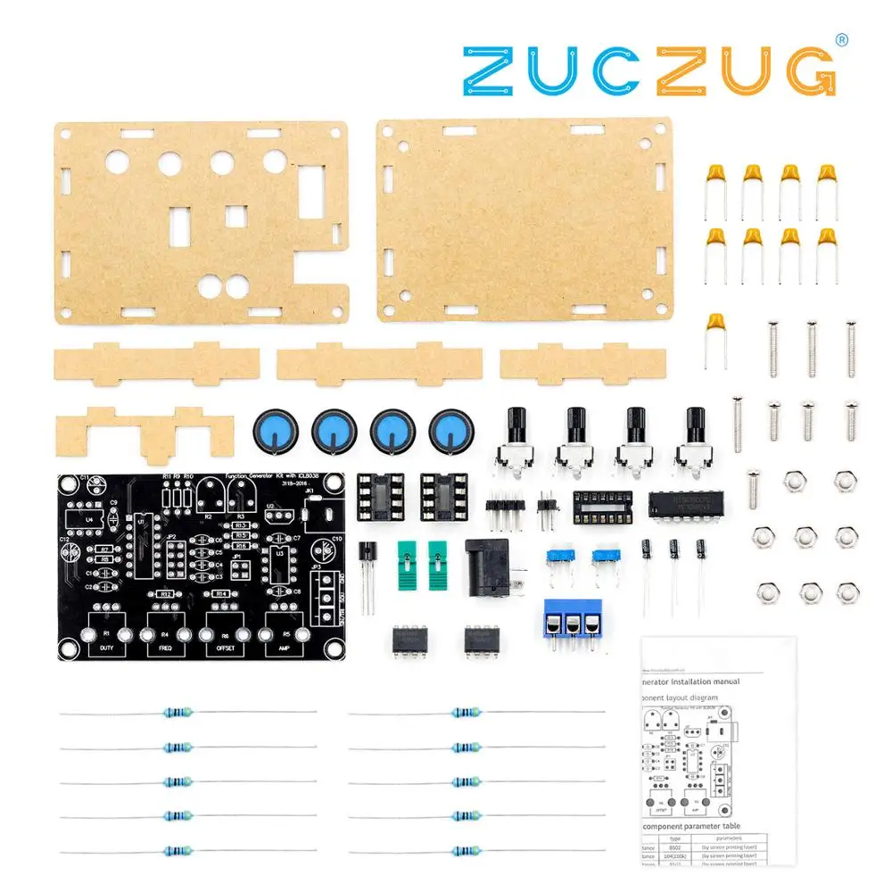 ICL8038 Высокоточный генератор сигналов DIY Kit синусоидальный треугольник квадратный пилообразный выход 5 Гц~ 400 кГц Регулируемая амплитуда частоты