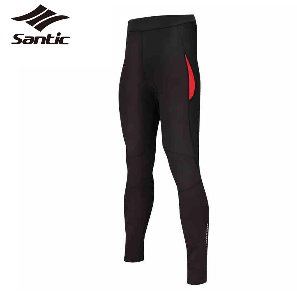 Santic Women Winter Cycling Pants 4D Padded Windproof Thermal Fleece Bike Pants Breathable MTB