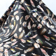 1 ярд стрейч атласа Перья Узор эластичные подражать Шелкового шармеза туалетный решений 6" широкий черный/бежевый