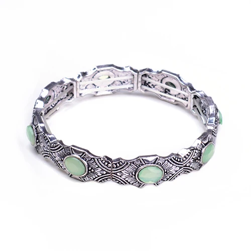 Новые модные женские винтажные браслеты с подвесками, богемные ювелирные изделия, антикварное серебро, Bijoux Femme, бразильские регулируемые браслеты - Окраска металла: light green
