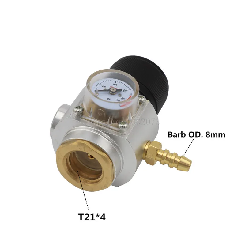 Sodastream CO2 Mini Gas Regulator T214 Thread 0-90 PSI CO2 Charger Kit Cornelius keg charger for Home Brew Draft Beer Kegerator (9)
