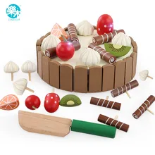 Деревянные детские кухонные игрушки, ролевые игры, разделочный торт, деревянный мини-торт, детские игрушки, деревянные игрушки для приготовления фруктов