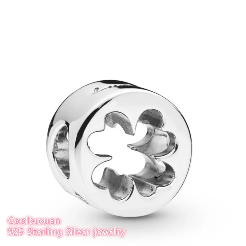 

2019 Spring 100% 925 Sterling Silver Clover Cut Out Charm Nature , Good Luck beads Fits Original Pandora bracelets Jewelry