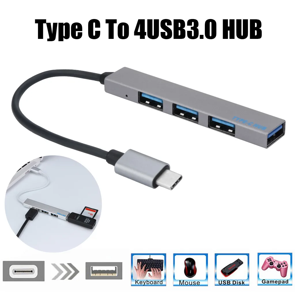 OMESHIN USB 3,0 TYPE-C высокое Скорость Порты и разъёмы 4-Порты и разъёмы передачи данных зарядный хаб ультра-тонкий мини
