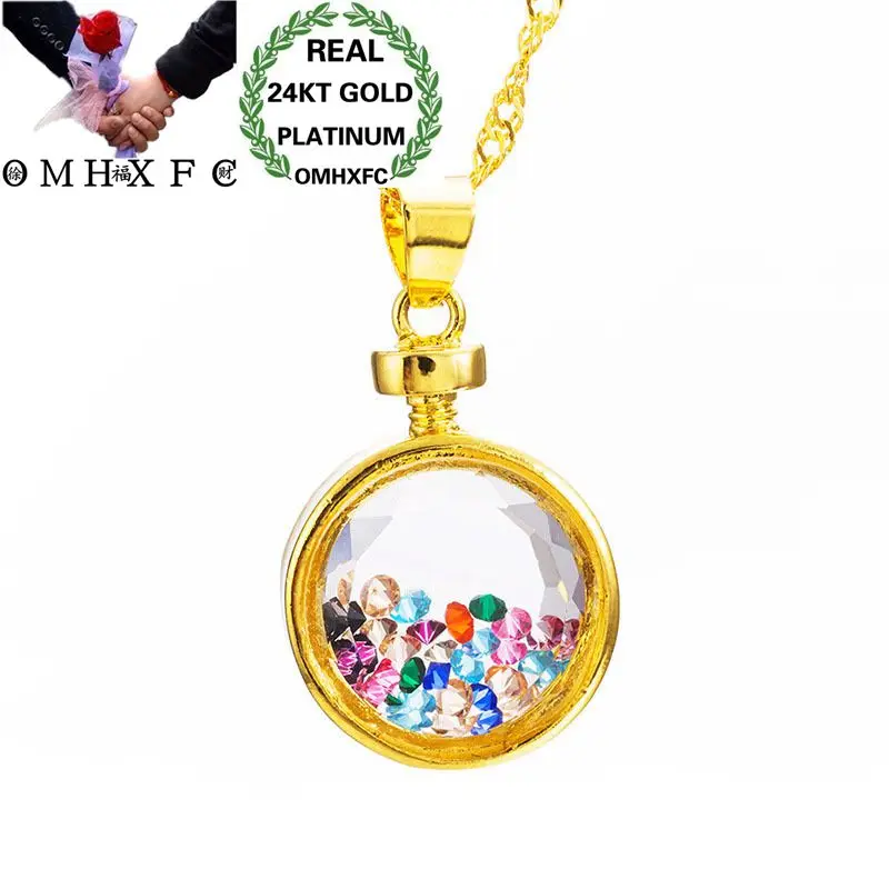 OMHXFC, Европейская мода, женский, мужской, унисекс, подарок на день рождения, флакон для духов, циркон, 24KT, Настоящее золото, подвеска-Шарм, PN260