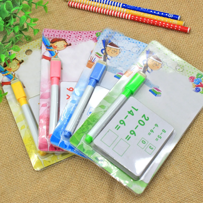 

1 Set Kids Reusable Mathematics Teaching Erasable Card with Pen Educational Toys for Children Preschool Tool Kindergarten Games