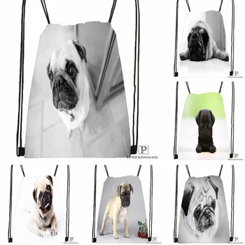 

Custom Gray Dog Pug View Drawstring Backpack Bag Cute Daypack Kids Satchel (Black Back) 31x40cm#180531-04-23