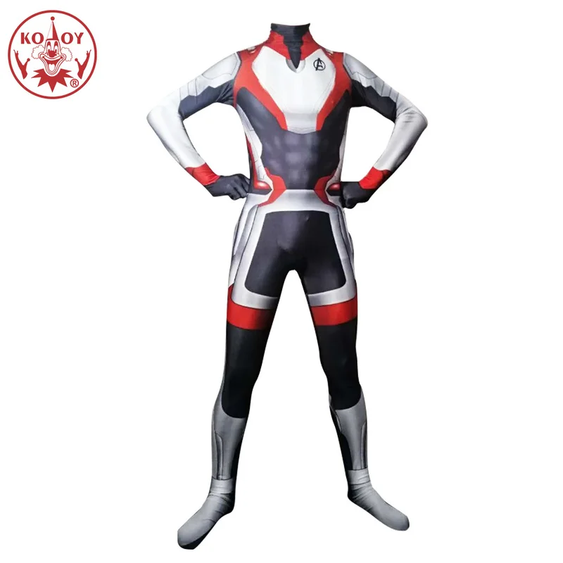 KOOY Avengers Endgame 4 Quantum Realm warfare Cosplay Costume for men Adult Superhero Captain Marvel Zentai Bodysuit Jumpsuit