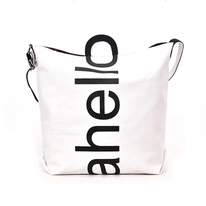 

INS 2019 Fashion Design Lady Handbag Korean Letter Soft Canvas Casual Clutch Hasp High Capacity Tote Shoulder Bag For Women