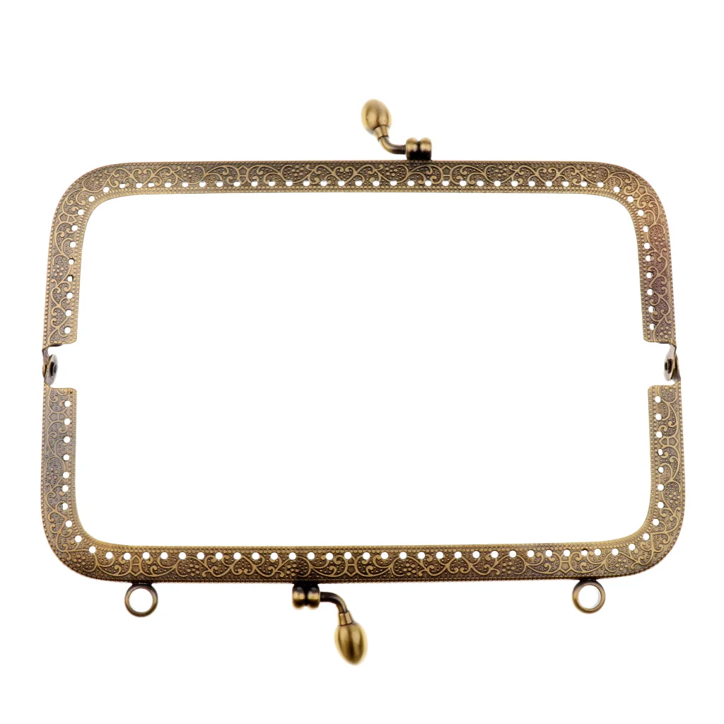 2xMetal Purse Frame Clutch Bag Kiss Clasp Rectangle Lock DIY Craft Handmade