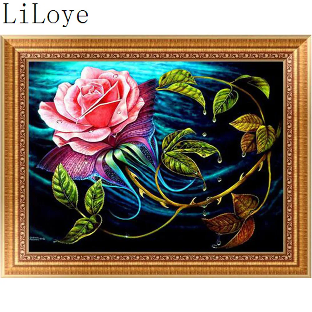 

LI LOYE Full 5D Round Diamond Embroidery Red rose flower Diamond Painting Cross Stitch Home Decor DIY Diamond Mosaic Icon QW755