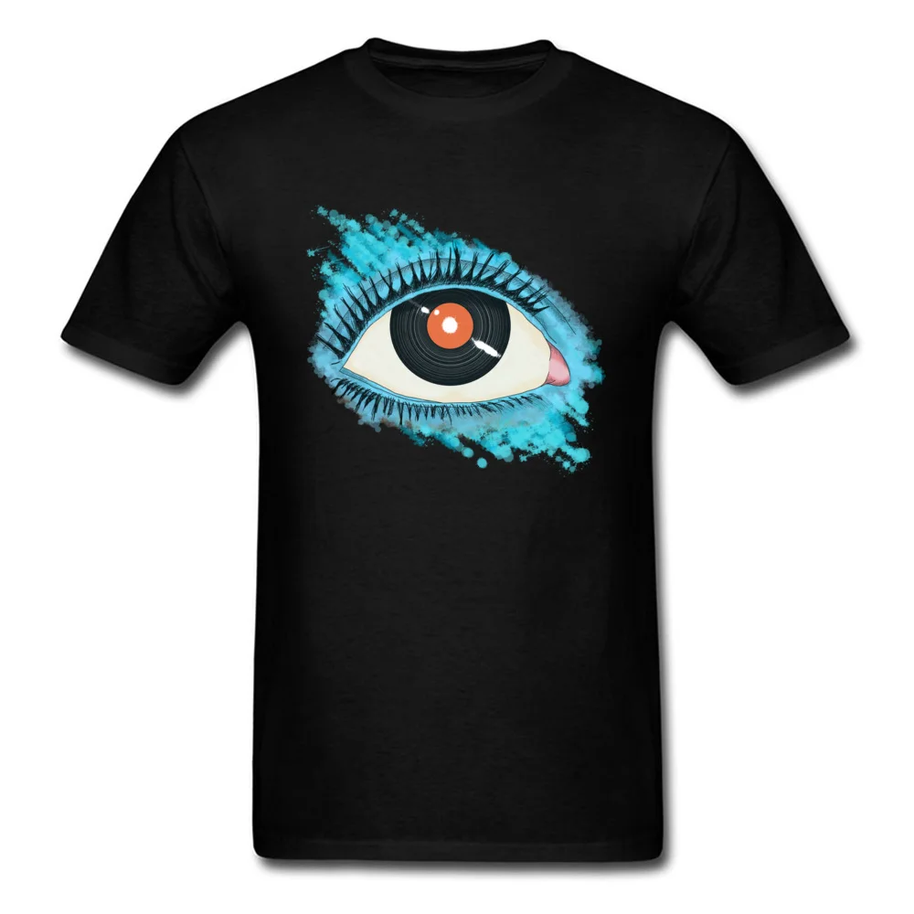 Musical vision eye illustration with vinyl record for pupil_black