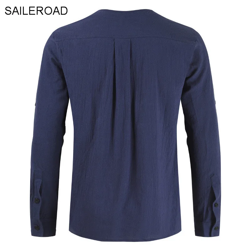 SAILEROAD брендовая мужская рубашка с длинными рукавами Camisa Lino Hombre Повседневная Мужская льняная рубашка дышащая крутая гавайская рубашка вышитая блузка