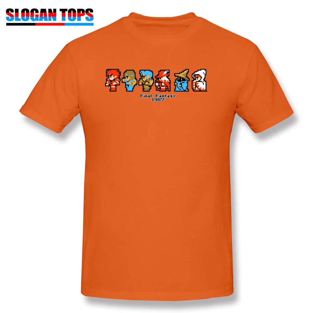Final Fantasy I Cast 30651 Group NEW YEAR DAY Pure Cotton O Neck Men's Tees Geek Tee Shirt 2018 Newest Short Sleeve T Shirts Final Fantasy I Cast 30651 orange