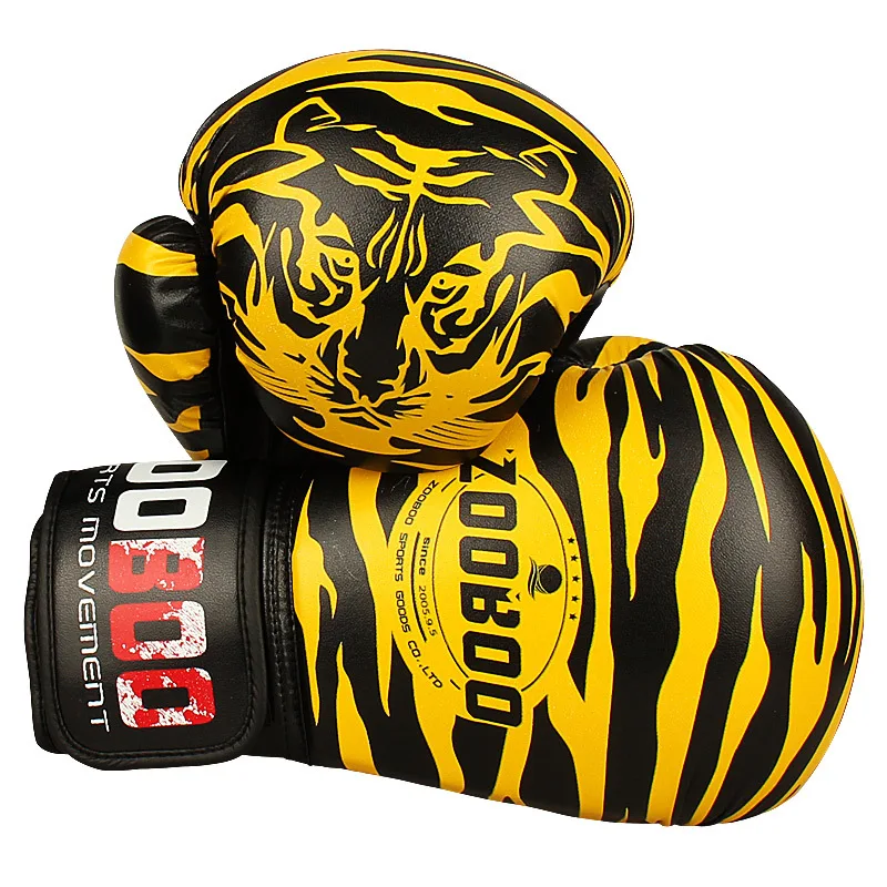 10oz 12oz Zooboo Pu Leather Tiger Print Boxing Gloves Mma Twins