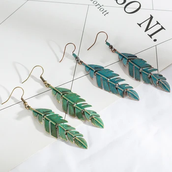 

Bohemia Leaves Dangle earring for women Charm Ethnic Hollow Hole Leaf Women's earrings Vintage Antique gree women's earring 2018