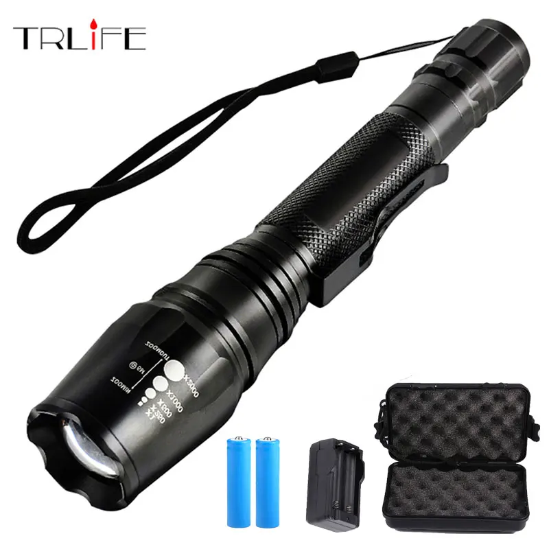 G700 X800 LED Zoom militaire Niveau tactique lampe torche + batteries +  chargeur + boite