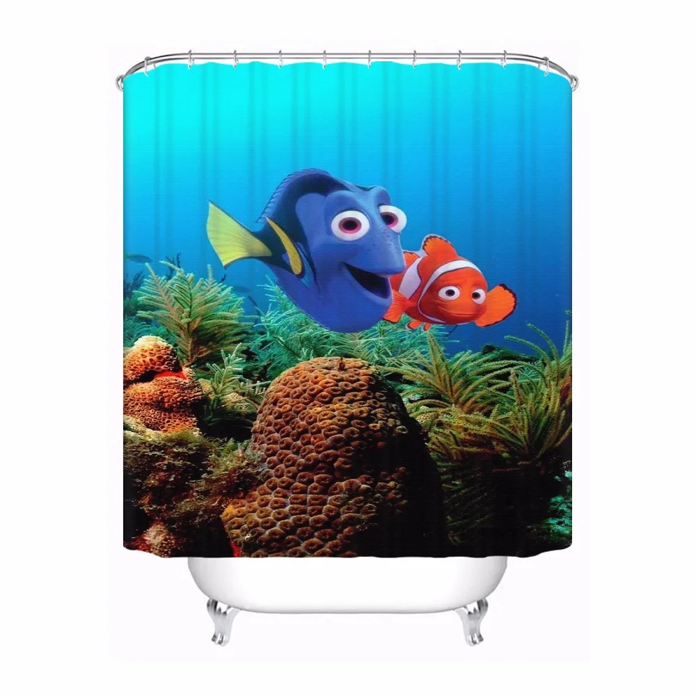 Custom Finding Nemo Bathroom Acceptable Shower Curtain Polyester Fabric