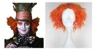 Необычный Фильм Алиса в стране чудес Джони Депп Mad Hatter Косплей Костюм мужской женский жакет аксессуары Полный комплект Хэллоуин карнавал - Цвет: Wig