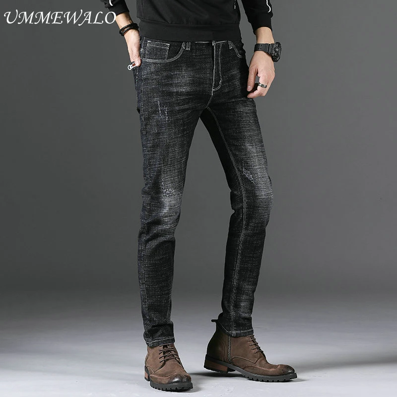 UMMEWALO Stretch Skinny Jeans Men Casual Black Denim Jeans Mens Quality Cotton Trousers Pants Clothes Slim Jeans Homme