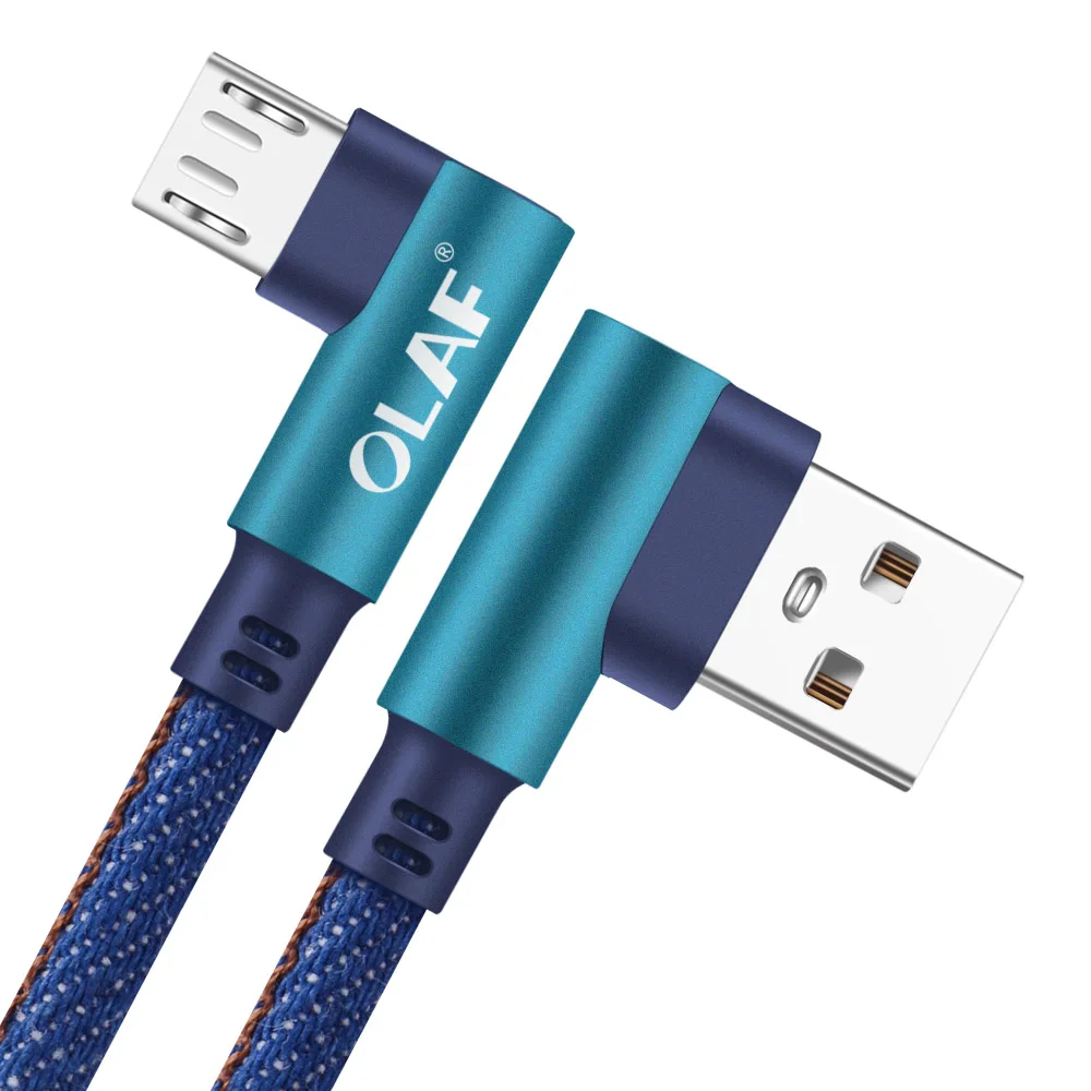 Олаф Micro USB кабель 90 градусов 2 м 3 м Быстрая зарядка кабель для samsung huawei Xiaomi Micro USB кабель для передачи данных для телефона Android - Цвет: Blue