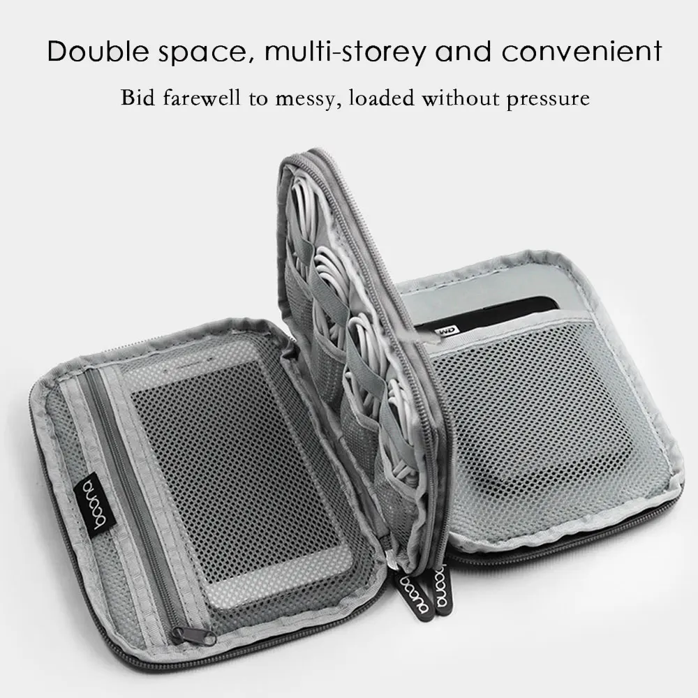 Двухслойная мини-сумка для путешествий, органайзер для гаджетов, портативный USB цифровой аксессуары для электроники, чехол для хранения 19*14*3 см