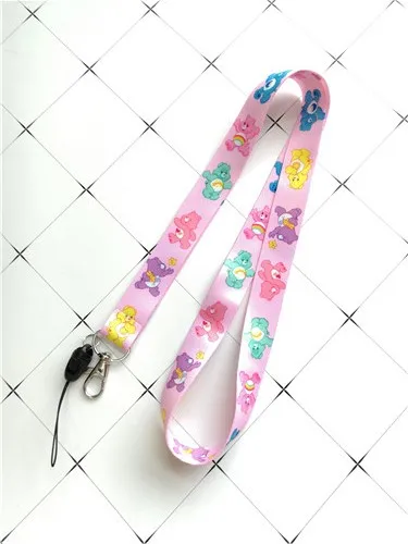new 1pcs cute Care bears color cartoon DIY Key Lanyard Badge ID Cards Holders Neck Straps with Keyring Gifts Party Favors