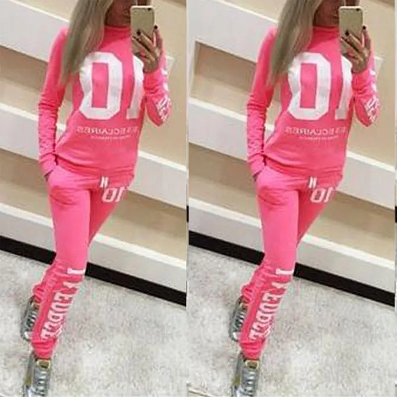 

Hot Women 2Pcs/Set Tracksuit Jogger Jogging Letter Print Sweatshirt+Pants Loungewear Suit MSK66