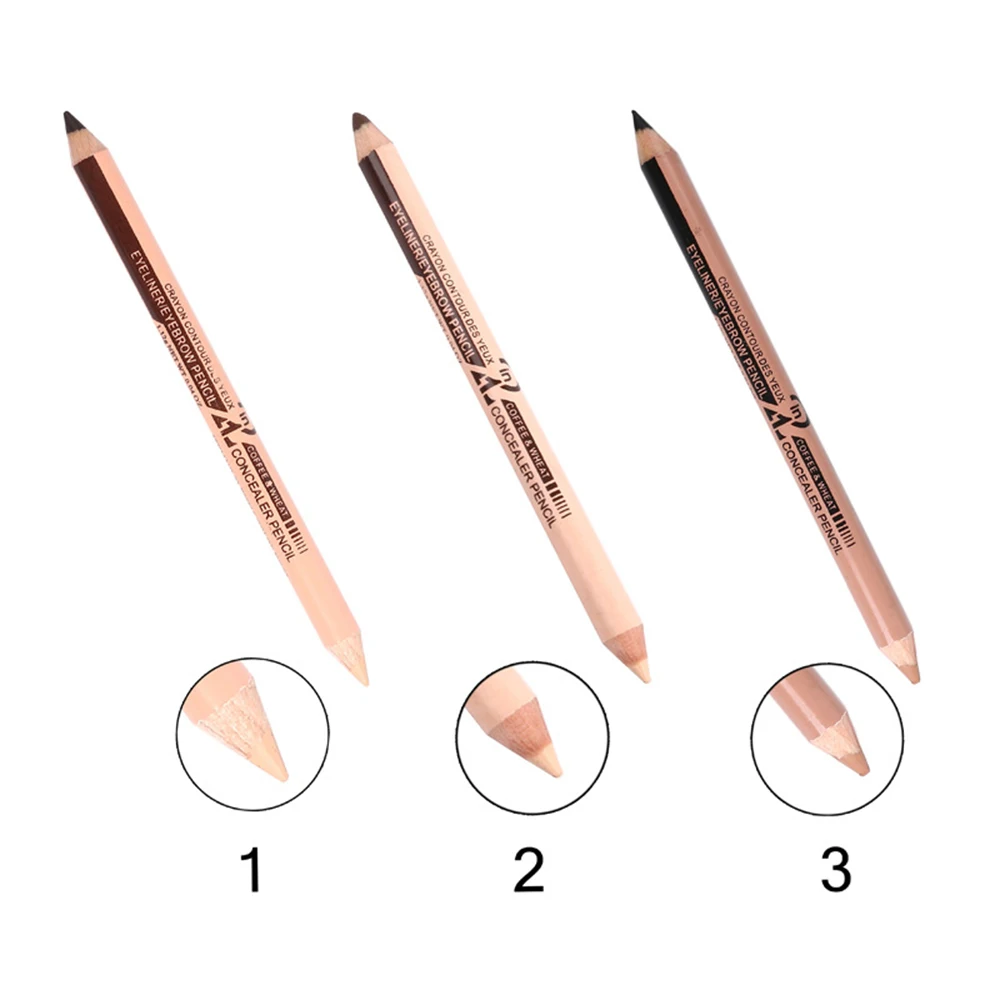 New Double-headed Black Eyeliner Creative Easy To Wear Dual-use Eyebrow Pencil+ Portable Durable Waterproof Concealer Pen TSLM2