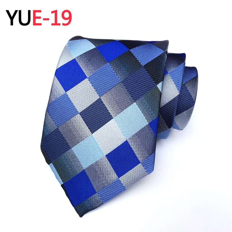 Новые Классические мужские галстуки с Пейсли 8 см модные клетчатые Цветочные Галстуки Gravata жаккардовый шелковый галстук деловой галстук для мужчин - Цвет: YUE 19