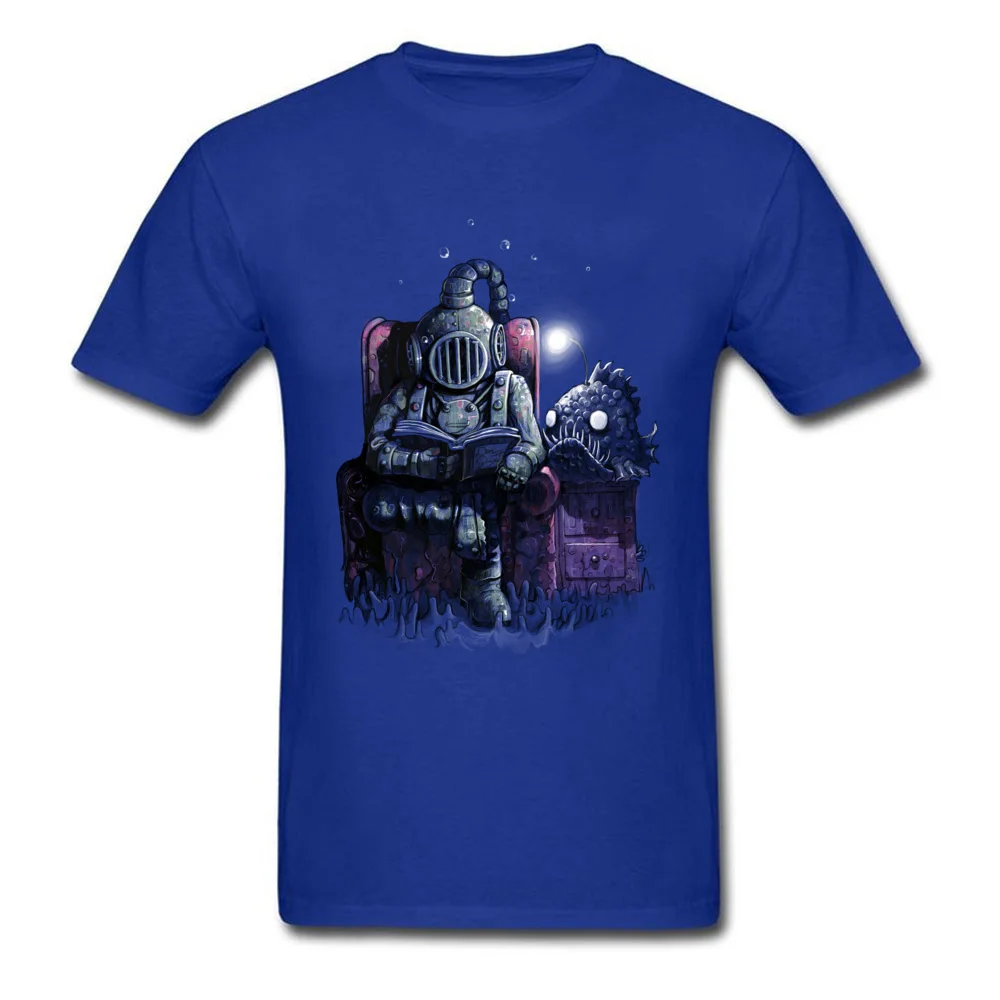 Reading diver Crew Neck Tshirts April FOOL DAY Tops Shirts Short Sleeve Fashionable 100% Cotton Geek T Shirt Slim Fit Youth Reading diver blue