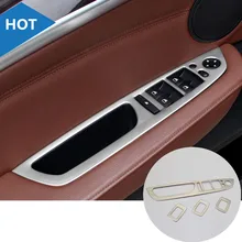 Inner Door Armrest Window Switch Button Cover Trim 4pcs For BMW X5 E70 2009 2013