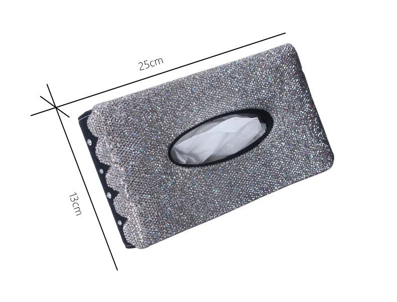 Caixa de Tecido do Carro Viseira tipo Glitter Papel para Meninas Acessórios do Carro Criativo Bling Cristal Diamante Tecido Caixa Capa Suporte Feminino 11 Automóveis e motos