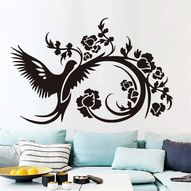 Flower Bird Wall Stickers Creative Bedroom Headboard Wall Decorative ... Flower Bird Wall Stickers Creative Bedroom Headboard Wall Decorative ...