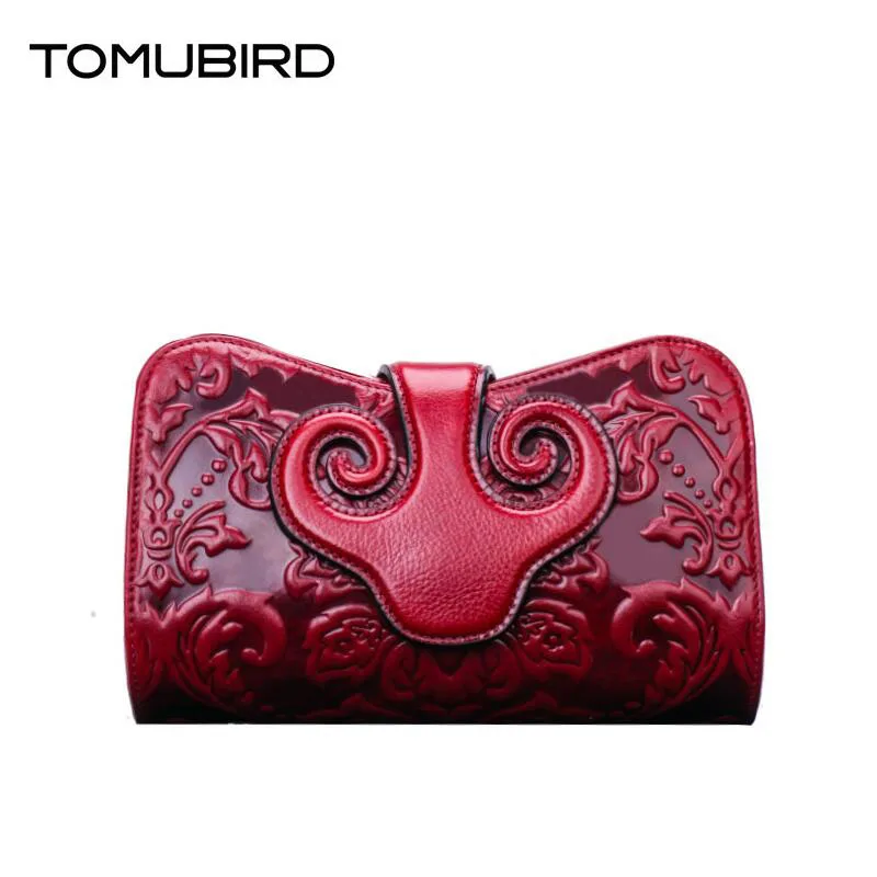 

TOMUBIRD 2017 new superior leather designer bag famous brand Flower Embossing evening bag women genuine leather clutch bag
