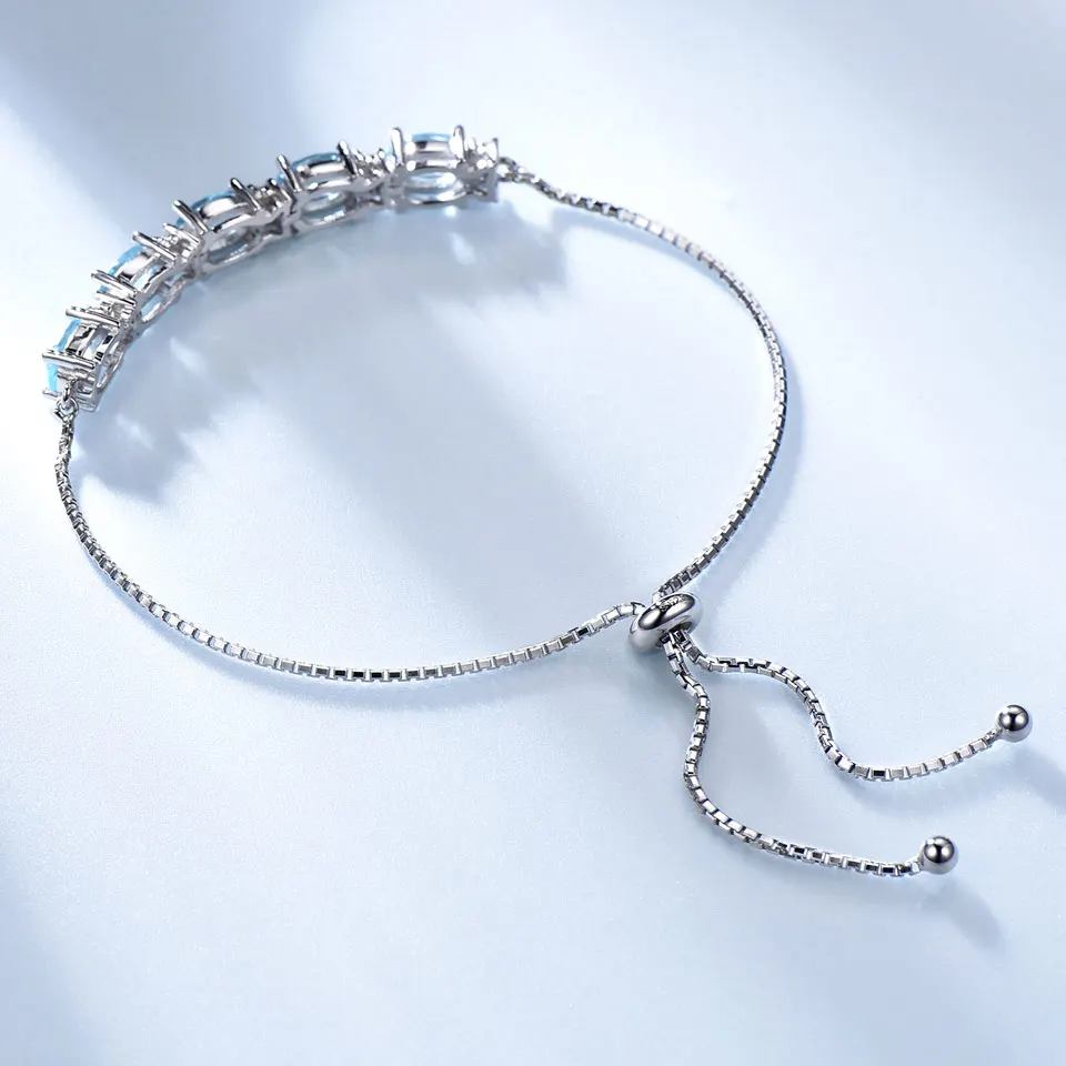 UMCHO 5ct натуральный голубой топаз Настоящее 925 пробы серебряные ювелирные изделия Аквамарин браслеты и браслеты для женщин ювелирные изделия