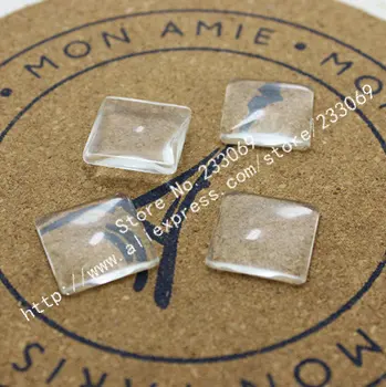 

20pcs Square Clear Glass Cabochons Settings 20*20mm Fit Cabochon Pendant Settings T0066