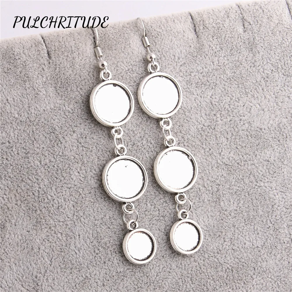 

PULCHRITUDE Metal Alloy 10pcs Fit Round 14mm 10mm Cabochon Base Earring Back Pendant Blank Cameo Base Diy Jewelry Make C1476