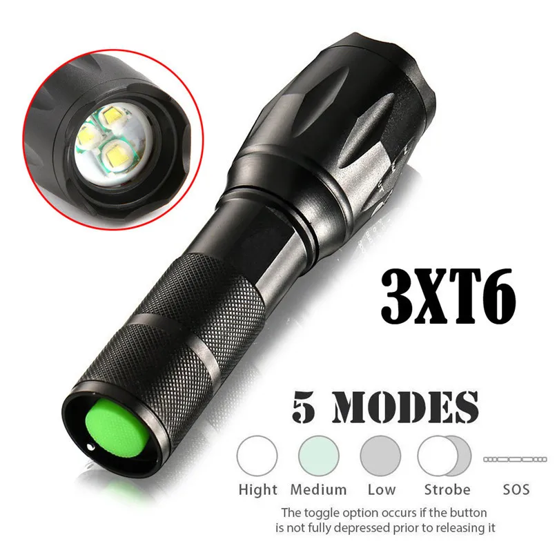Powerful LED Flashlight 15000 lumens T6 LED Flashlight 18650 Adjustable Focus Zoom Flash Light Lamp Bicycle Front Light #2M03 (4)