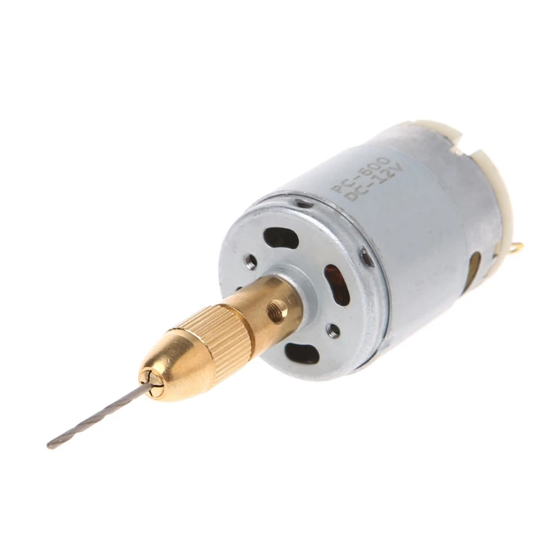 Mini Electric Hand Drill Small 12V Motor + 0.8-1.5mm Twist Drill Bit Rotary Tool