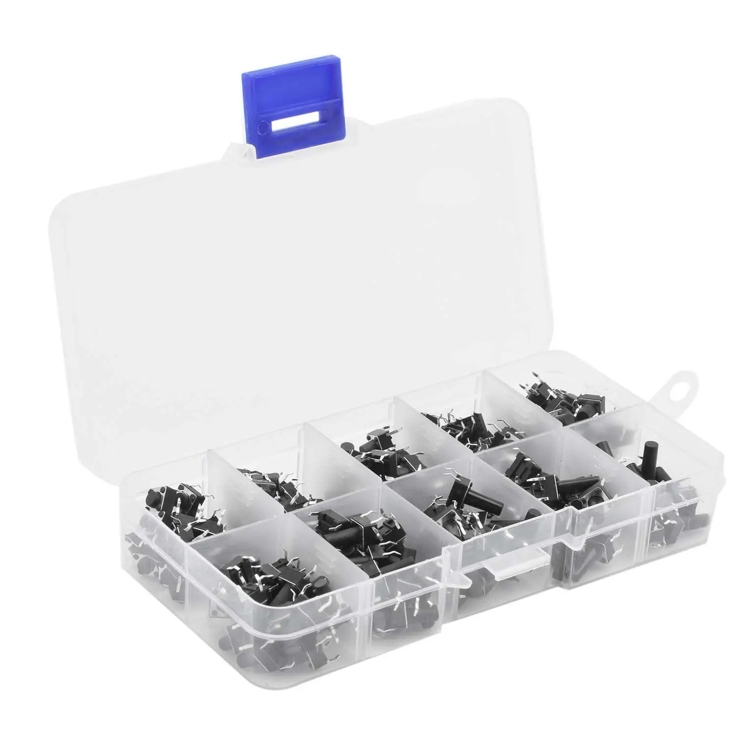 

Wholesales 10 Values 180PCS Tactile Push Button Switch Mini Momentary Tact Assortment Kit