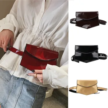 

Fanny Pack for Women Outdoor Patent Leather Hasp Solid Color Messenger bolsa cintura feminina nerka torebka sac banana belt bag