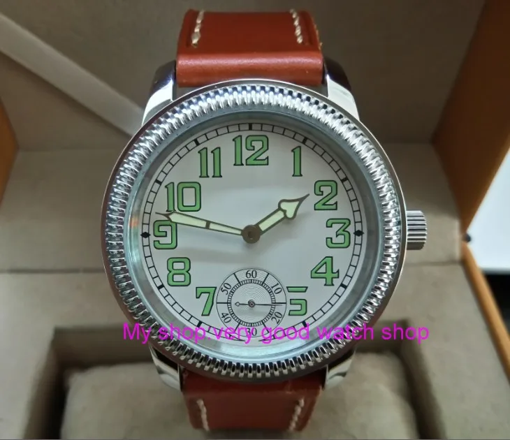 

44mm PARNIS Asian ST3621/6498 Mechanical Hand Wind movement Mechanical watches Luminous white dial men's watches dfgd177a