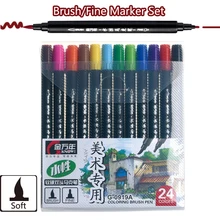 12 24 36 цветов кисть на водной основе двойной наконечник Finecolor Яркие Цвета Рисование маркеры, фломастеры кисть каллиграфия Rotulador