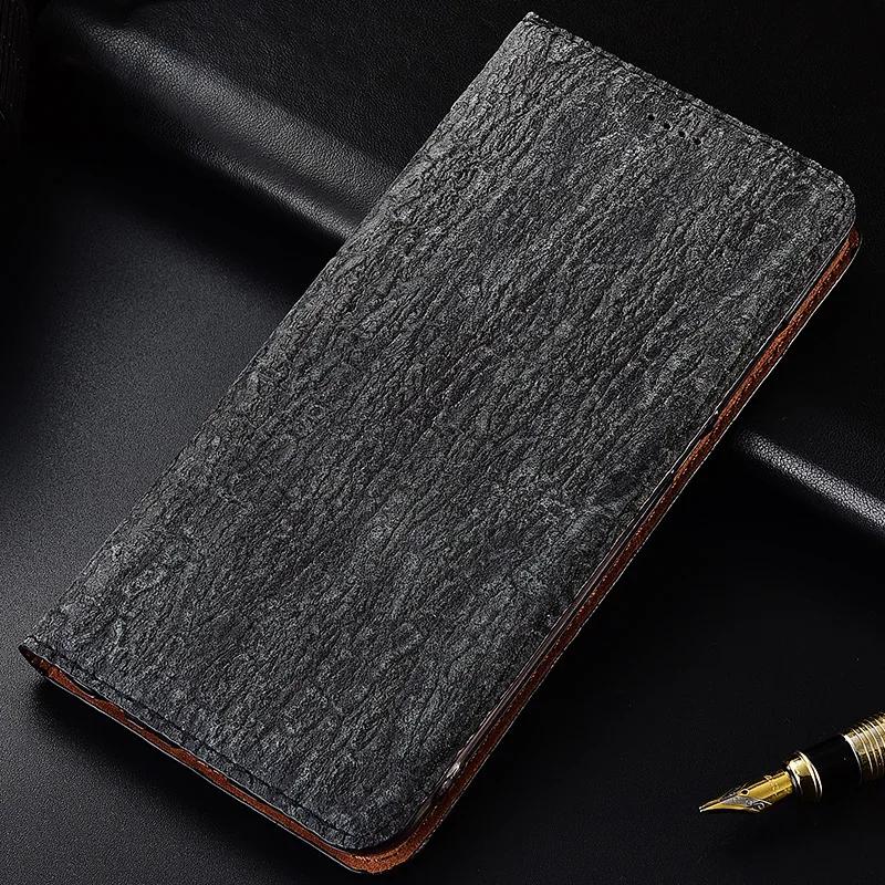 Black Grey Дерево Текстура натуральная кожа Магнитный чехол для телефона для samsung Galaxy J1 J5 J6 J7 J8 откидной Чехол-подставка - Цвет: Black Grey